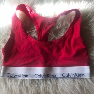 Red Calvin Klein sports bra